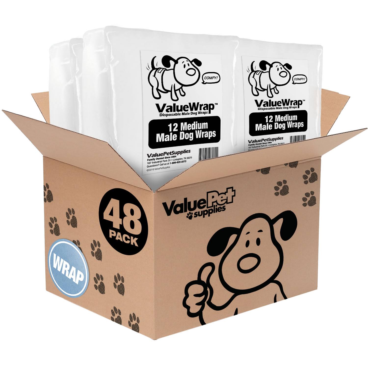 Disposable Male Dog Diapers, 2-Tabs Medium, 48 Count H28407