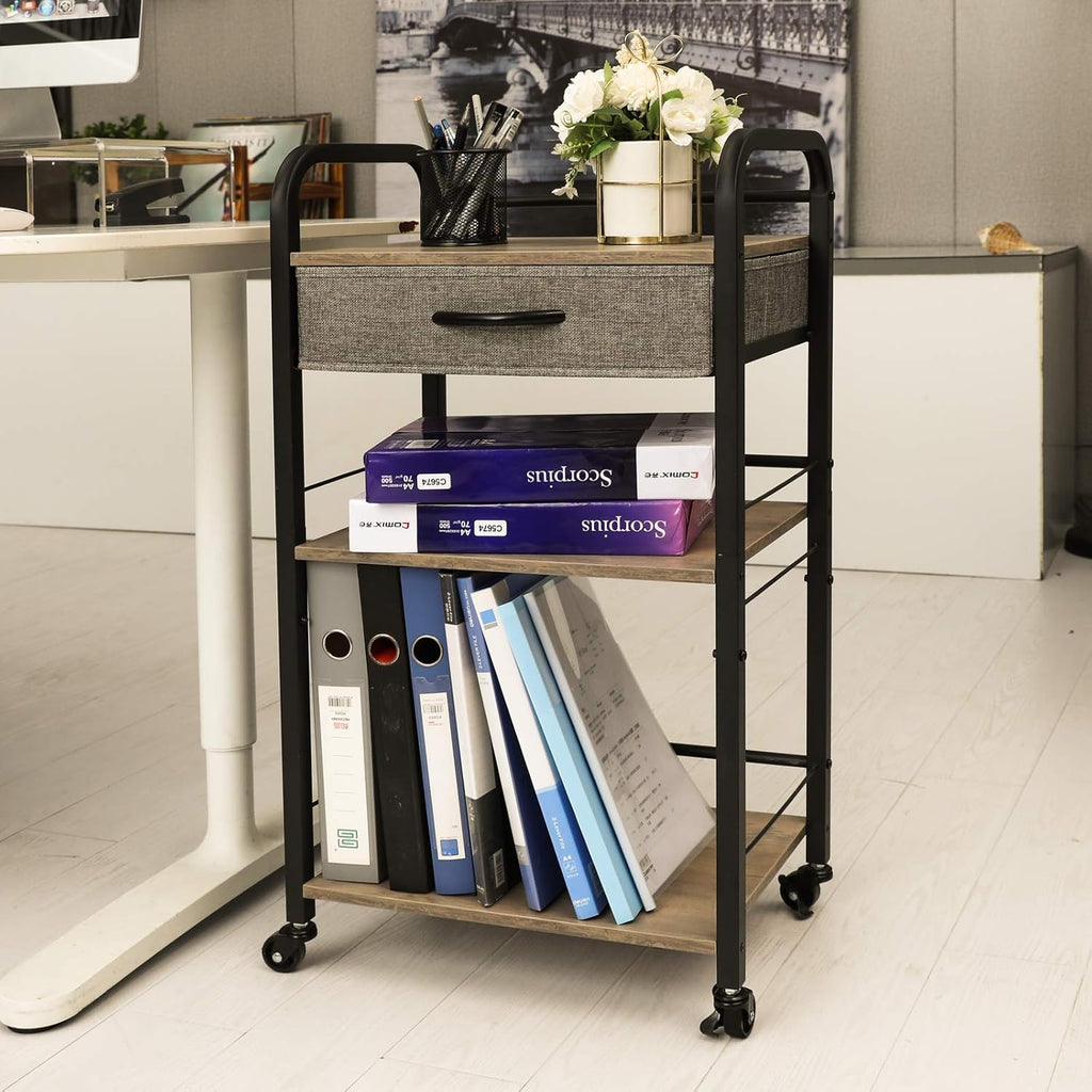 3 Tier Rolling Utility Cart with Drawer L1139