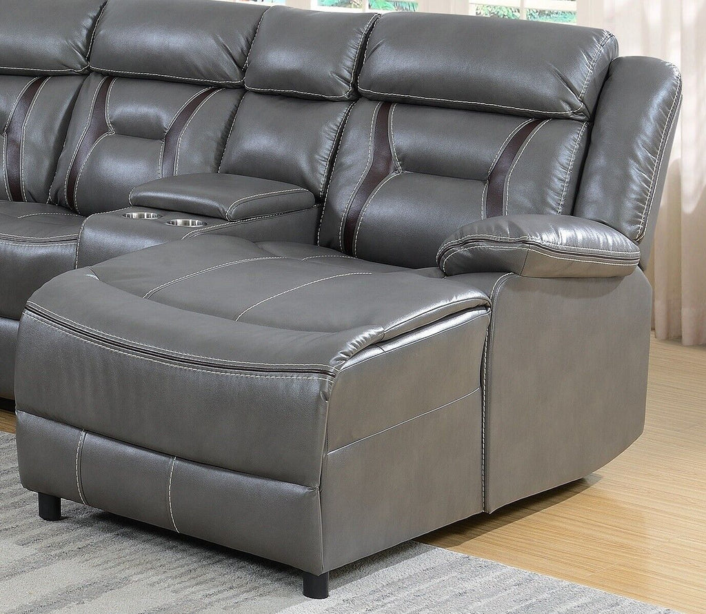 Gray Gel Leatherette 5pc Sectional Sofa Set D18258