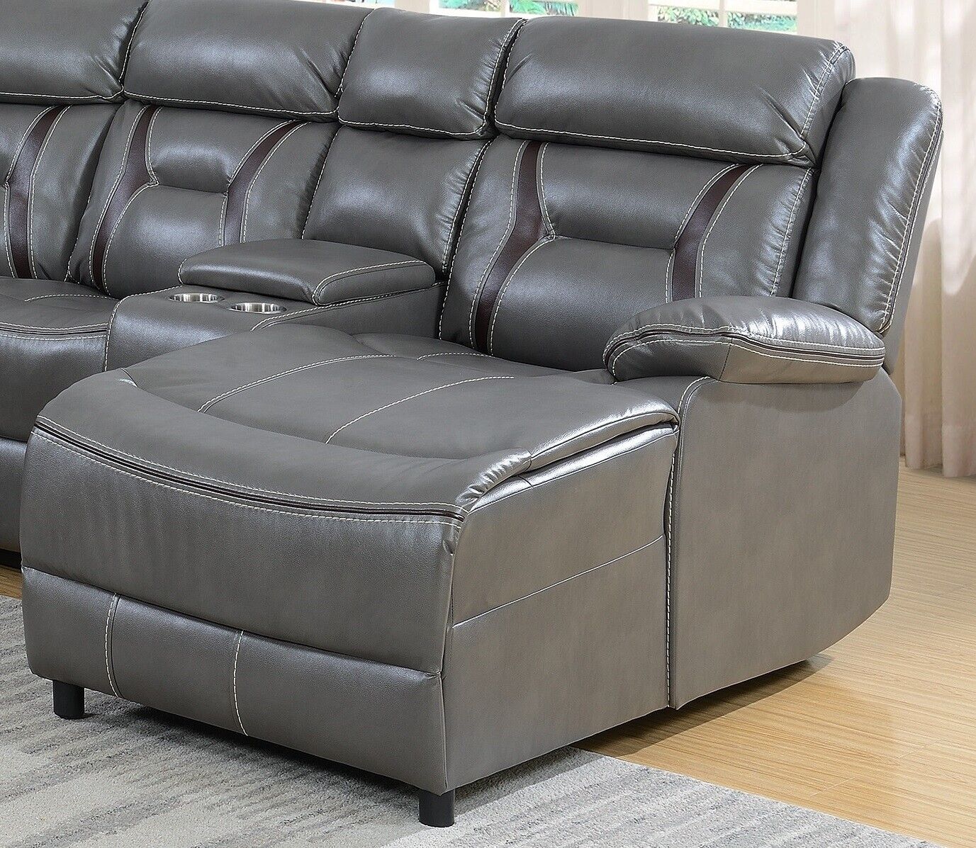 Gray Gel Leatherette 5pc Sectional Sofa Set D18258