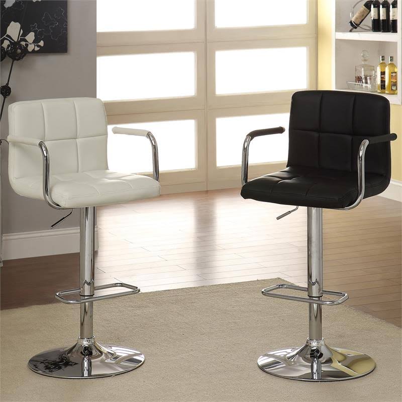 Black Leather Adjustable Bar Stool R602