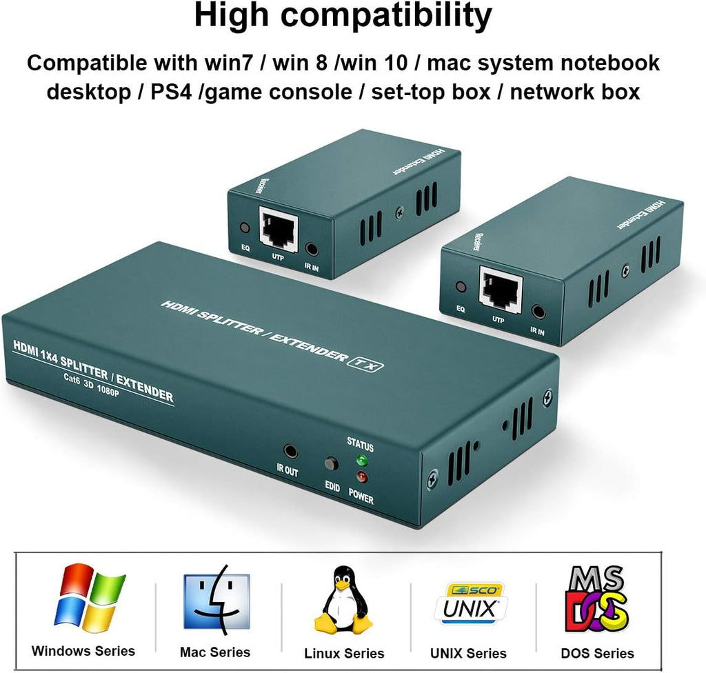 HDMI Extender Splitter 1x2 with IR, 2 HDMI Loop Out, Pack of 2 E14105