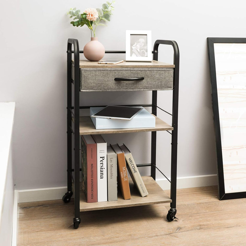 3 Tier Rolling Utility Cart with Drawer L1139