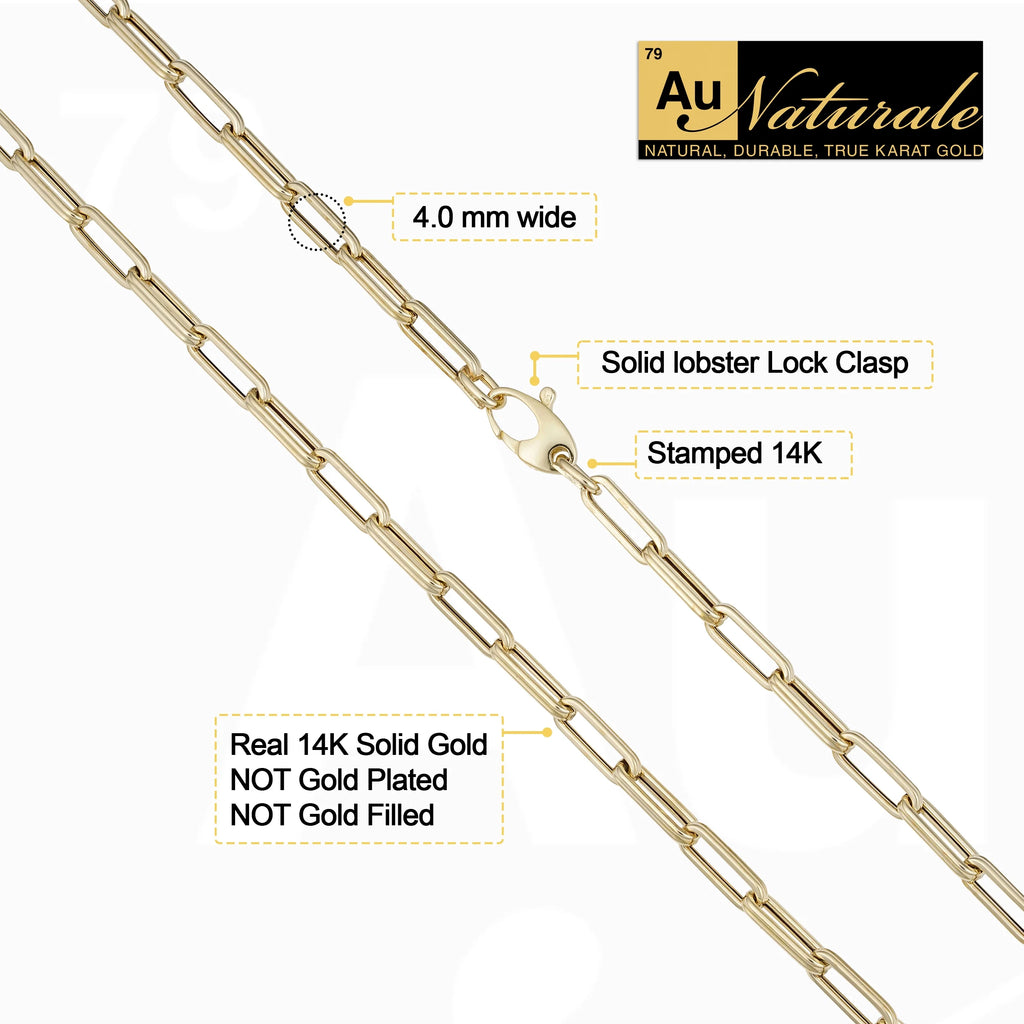 14k Yellow Gold Paperclip Link Chain Necklace (4 mm, 18 inch) W428231