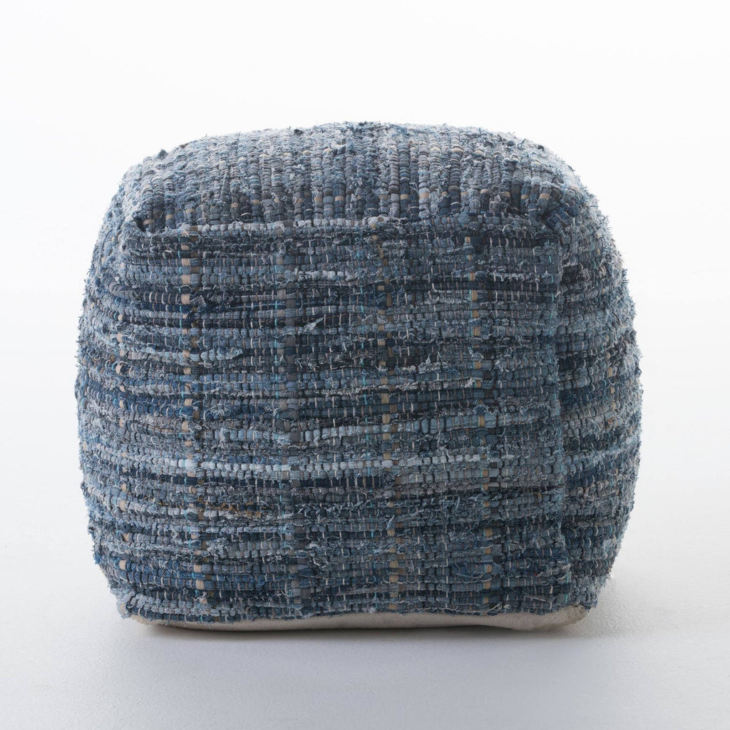 Blue Fabric Pouf Ottoman G142180