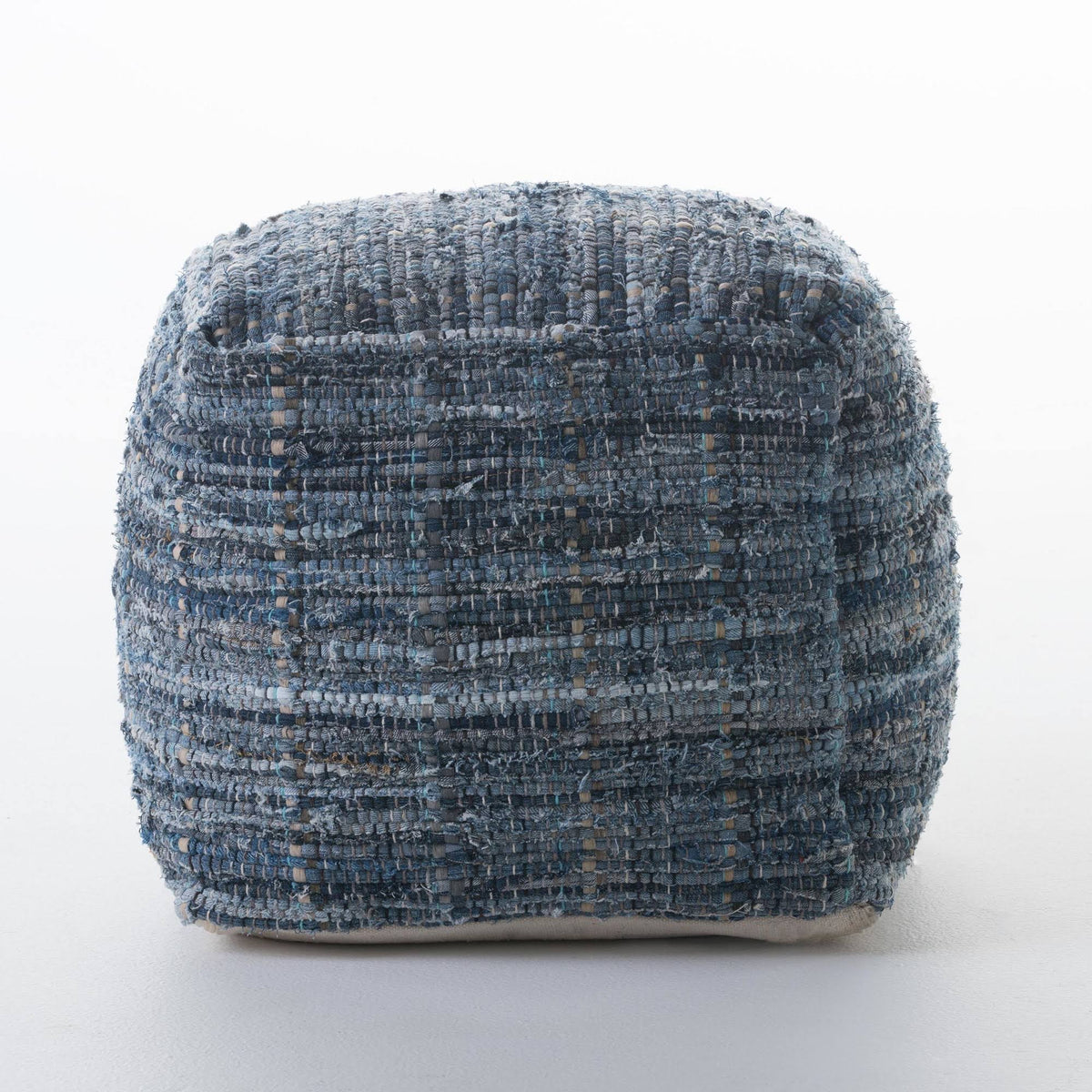 Blue Fabric Pouf Ottoman G142180