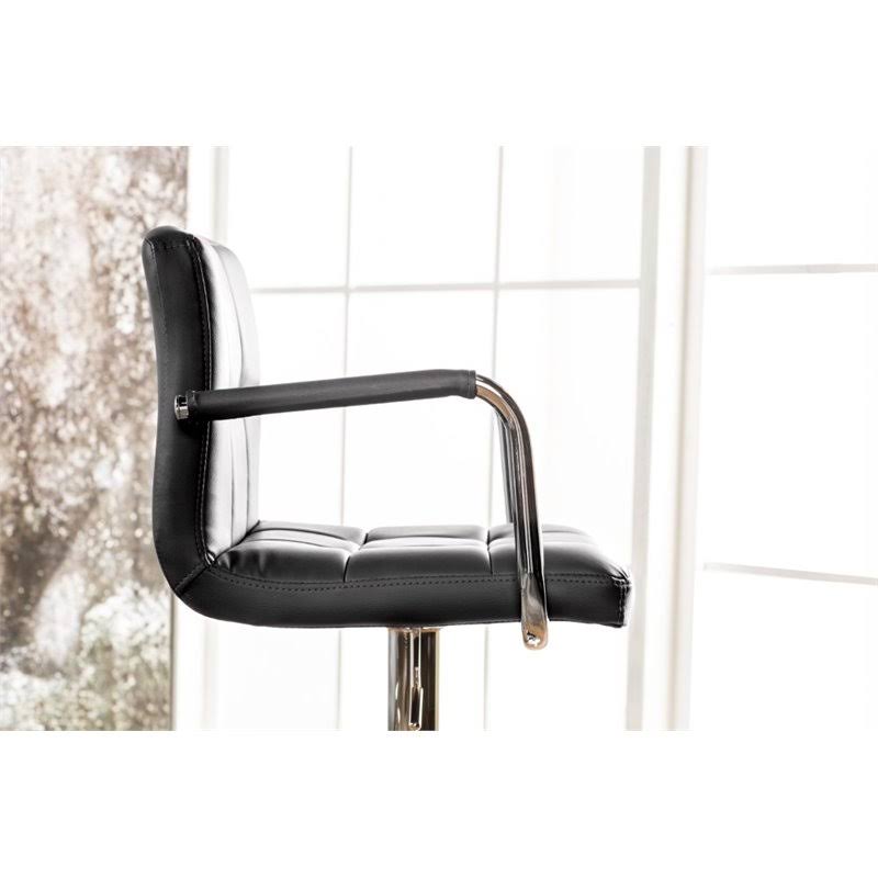 Black Leather Adjustable Bar Stool R602