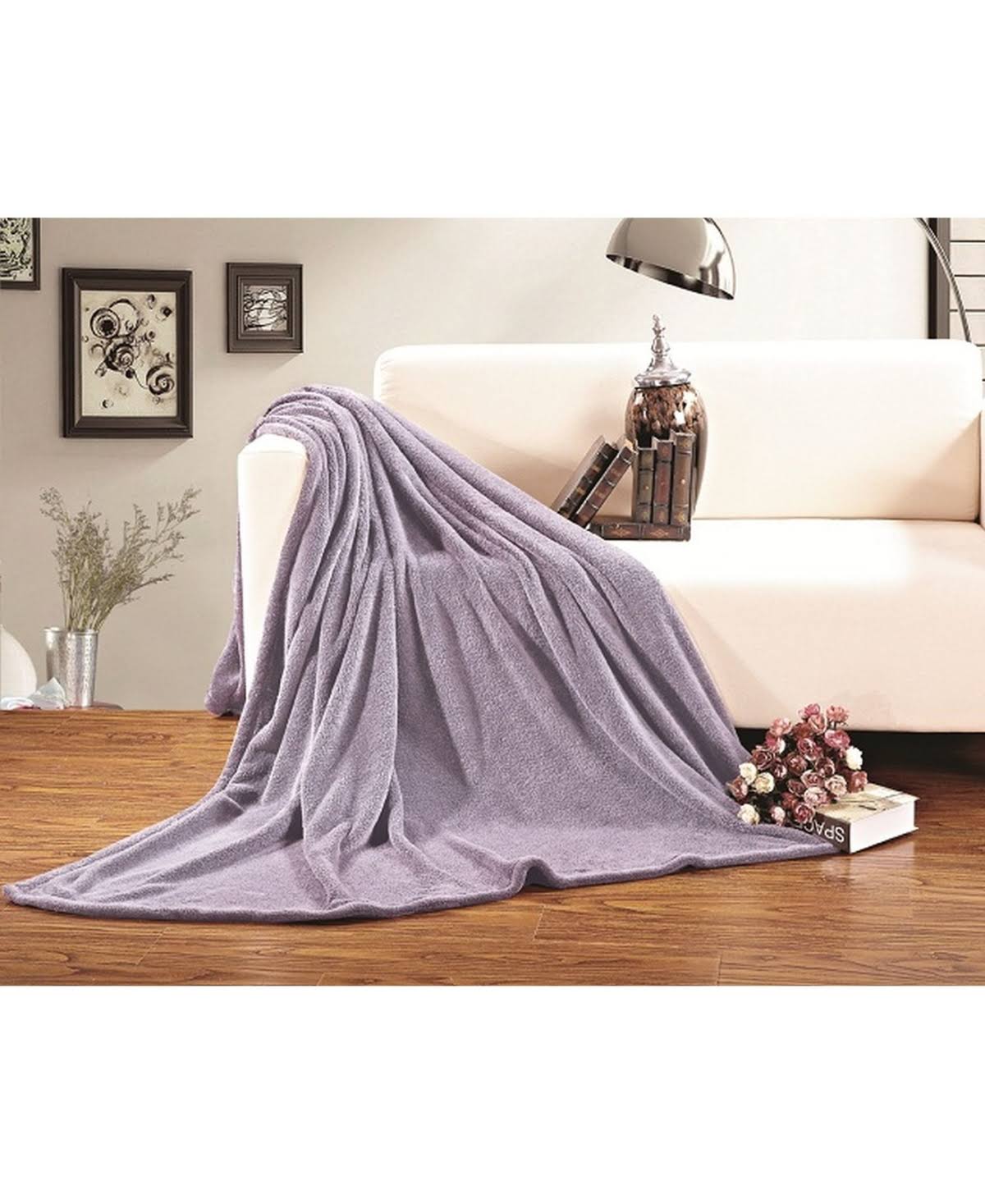 Plush Fleece Blanket, King/California King - Grey M4190