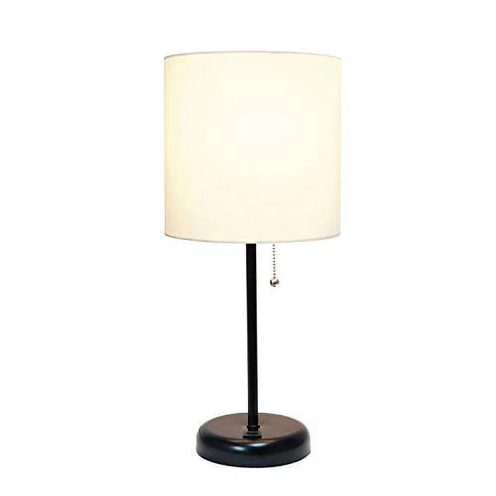 Black Stick Lamp with Fabric Shade A824