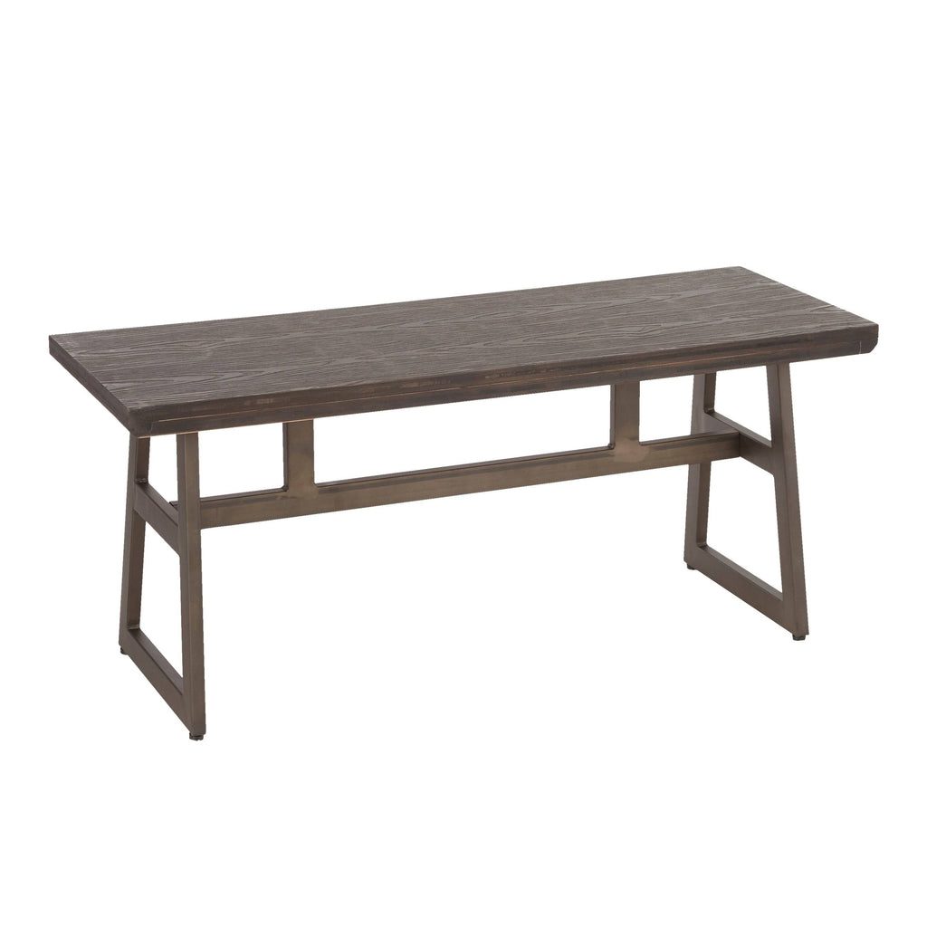 Black/Brown Metal and Wood Industrial Bench Z435