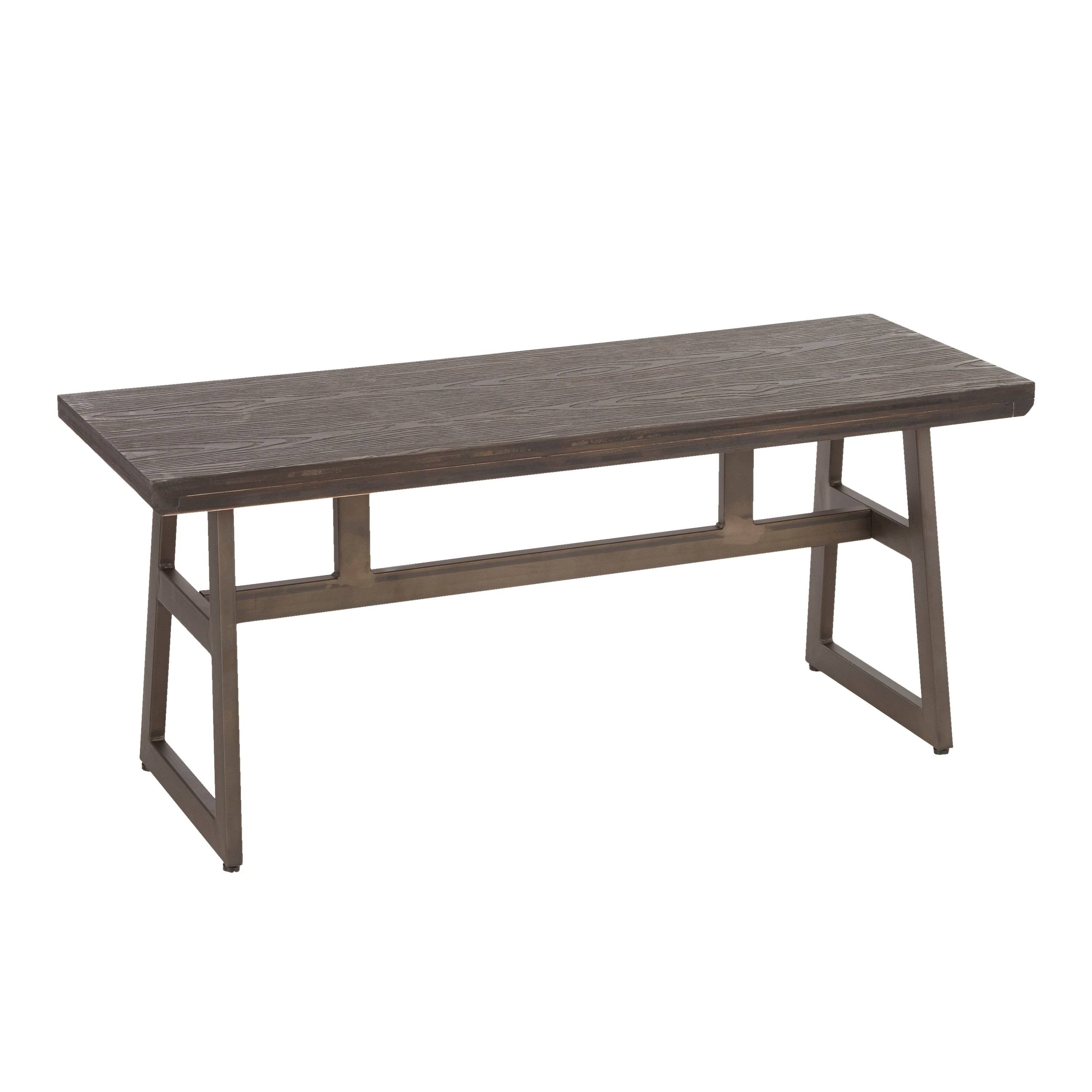 Black/Brown Metal and Wood Industrial Bench Z435