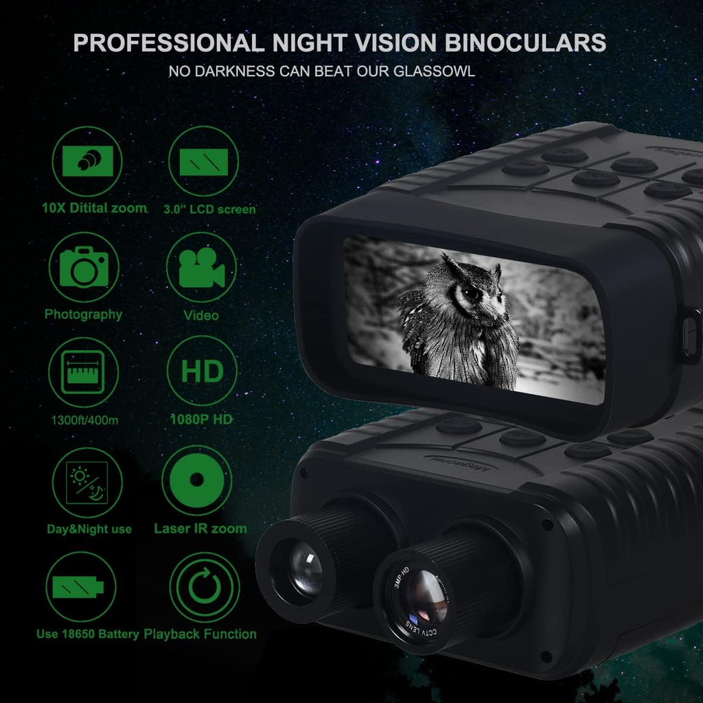 Digital Night Vision Binoculars Infrared Goggles 10X Zoom HD Photo 1080P Video 3.0 LCD Screen 32GB SD Card H578182