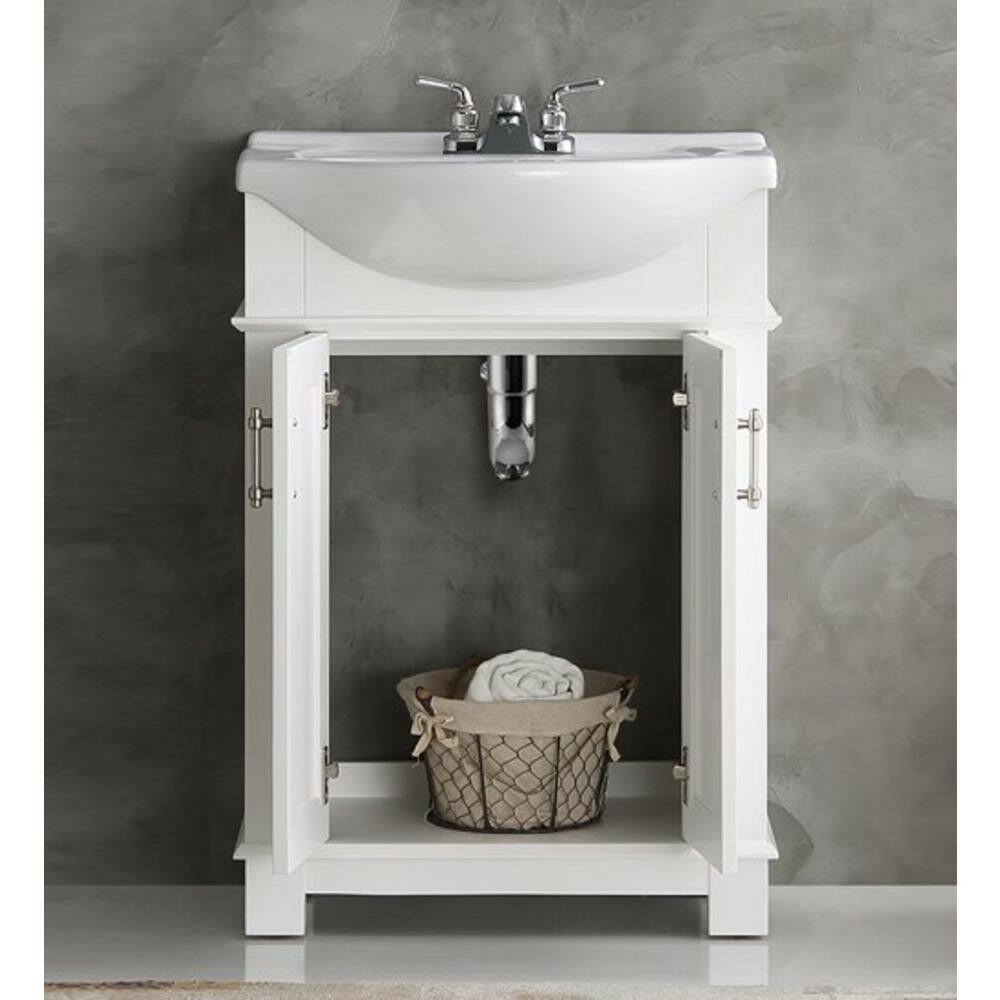 White Ceramic Top Bathroom Vanity Cabinet M565169
