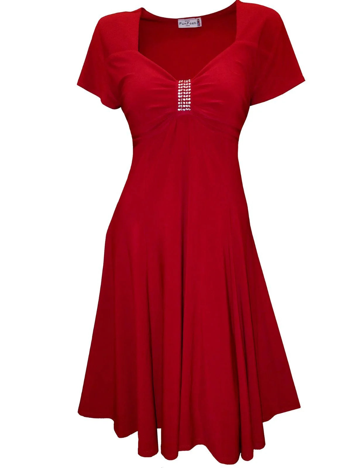 Red Empire Waist Rhinestones Cocktail Dress XXL Z440