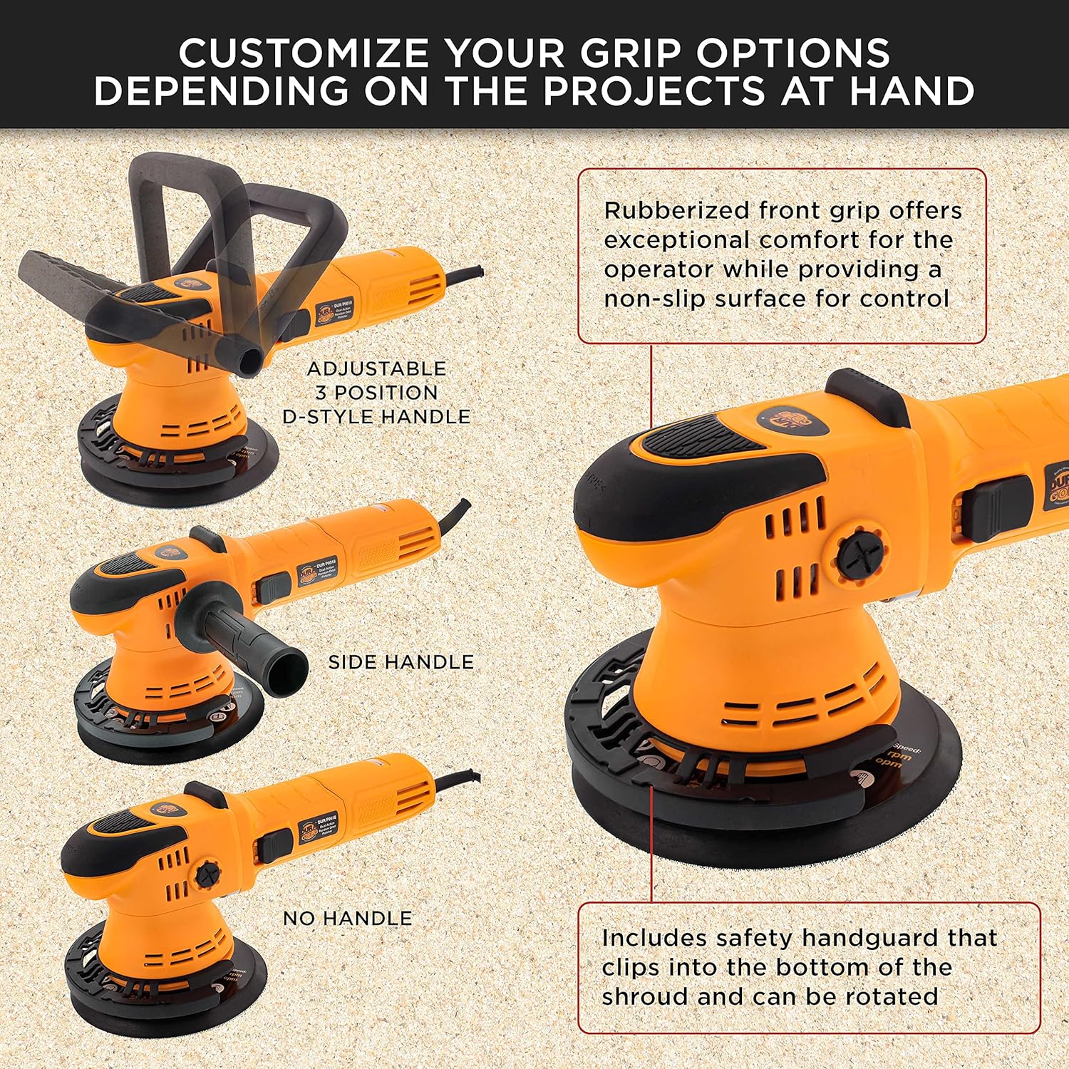 6 Random Orbit Dual-Action Polisher Buffer Sander with 8 Waffle Foam Pad Kit W270