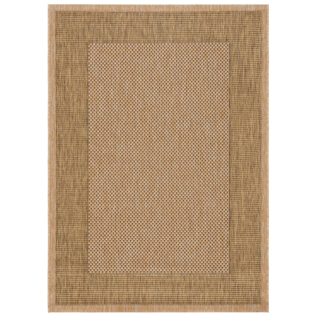 Natural/Gold Striped Border Indoor/Outdoor Area Rug W611