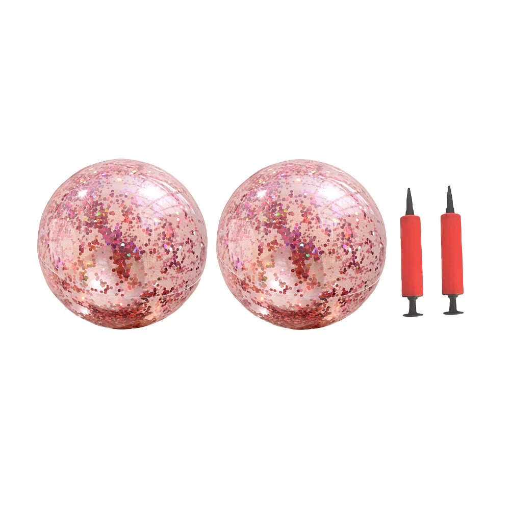Rose Golden Glitter Beach Ball 4 Pcs Set with Pump B245