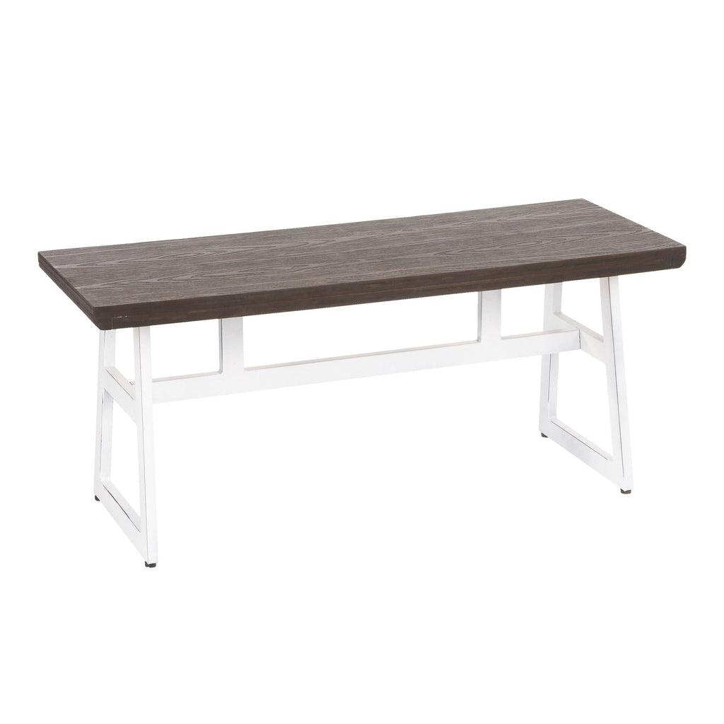 Black/Brown Metal and Wood Industrial Bench Z435