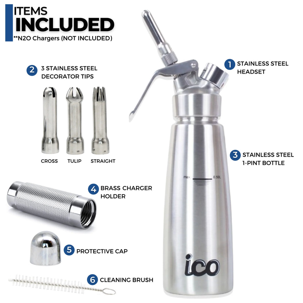 Stainless Steel Whipped Cream Dispenser, 1 Pint B58198